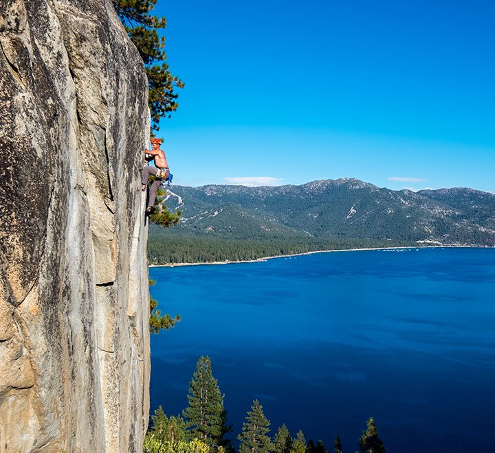 The rock climbing areas around Lake Tahoe's north shore. Crystal Bay, Trippy Rock, Ballbuster Rock and Spooner Crag