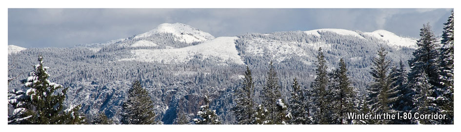 Winter near the Donner pass off I-80. Climbing can be found here is year round.